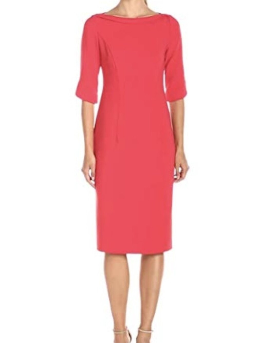 Black Halo Nuelle 3/4 Tulip Sleeve Red Pink Sheath Dress Size 12